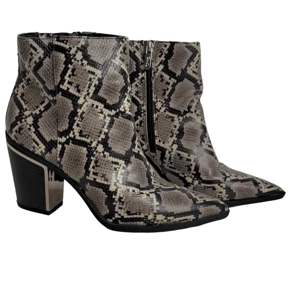 Circus By Sam Edelman Cal Snakeskin Printed Ankle Booties Grey Black Womens 7.5M